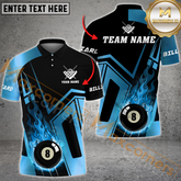 Maxcorners 8 Pool Flame Billiard Jersey Multicolor Options Personalized Name, Team Name 3D Polo Shirt