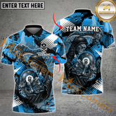 Maxcorners Billiard 8 Ball Skull Reaper Multicolor Options Personalized Name, Team Name 3D Polo Shirt