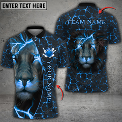 Maxcorners Lion Magma Pattern Bowling Jersey Multicolor Option Customized Name, Team Name 3D Polo Shirt