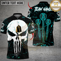 Maxcorners Darts Triple Arrow Punisher Skull Personalized Name, Team Name Shirt (4 Colors)