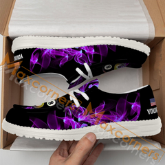 Maxcorners Billiard Purple Heavenly Flame Personalized Name Canvas Loafer Shoes