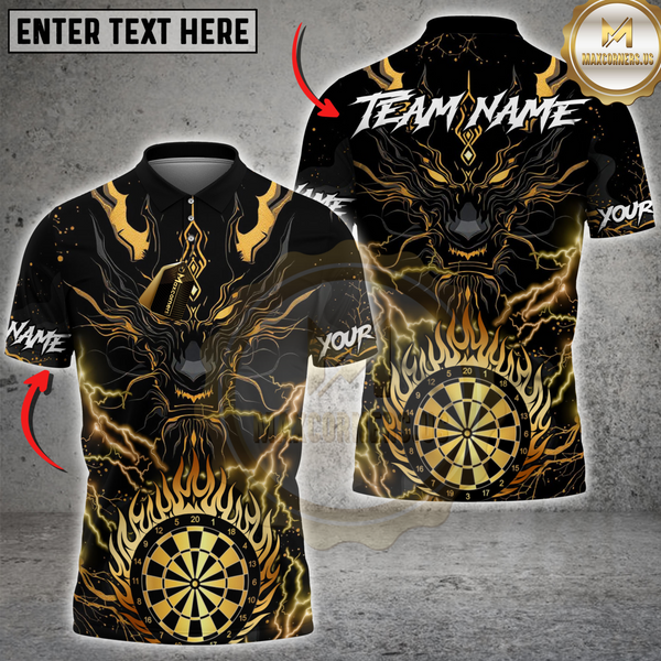 Maxcorners Golden Dragon Darts Multicolor Customized Name, Team Name 3D Shirts