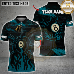 Maxcorners Billiards 8-Ball Flame Multicolor Customized Name, Team Name 3D Shirt