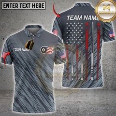 Maxcorners Billiards 8-Ball with American Flag and Pool Cues Personalized Name 3D Unisex Shirt