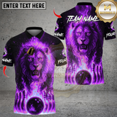 Maxcorners Bowling Flame Lion Multicolor Customized Name, Team Name 3D Shirts