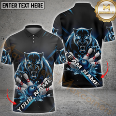Maxcorners Bowling Panther Strike Multicolor Customized Name, Team Name 3D Polo Shirt