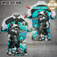 Maxcorners Cool StreetStyle Wolf With Bowling Multicolor Customized Name, Team Name 3D Shirts