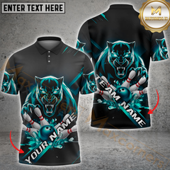 Maxcorners Bowling Panther Strike Multicolor Customized Name, Team Name 3D Polo Shirt
