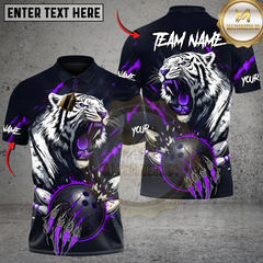 Maxcorners Bowling White Tiger Rage Multicolor Customized Name, Team Name 3D Shirts