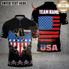 Maxcorners Darts American Flag Eagle Skull Personalized Name Shirt