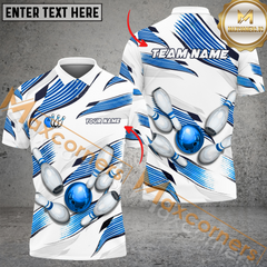 Maxcorners Ribbon Bay Bowling Jersey Multicolor Option Customized Name, Team Name 3D Polo Shirt