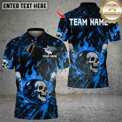 Maxcorners Bowling Flame Skull Multicolor Customized Name, Team Name 3D Shirts
