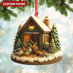 Maxcorners Personalized Acrylic Mallard Duck Family Christmas Ornament - Rustic Holiday Cabin Decor for Nature & Wildlife Lovers LM0110