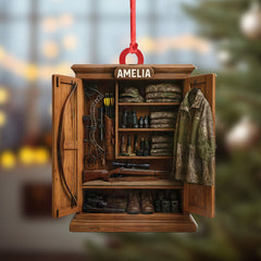 Maxcorners Personalized Hunter’s Gear Closet Ornament, Custom Name Hunting Equipment Christmas Decoration
LM0411