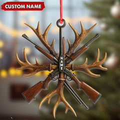 Maxcorners Custom Name Hunting Ornament, Antlers and Rifles Christmas Decor for Hunters
LM0411