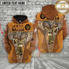 Maxcorners Deer Hunting Rustic Brown Camo Pattern Multioptions Custom Name Shirt 3D All Over Printed Clothes