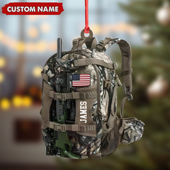 Maxcorners Custom Hunting Backpack Acrylic Ornament - Personalized Tactical Gift for Hunters & Veterans LM0411