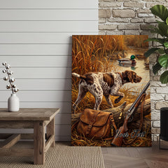 Maxcorners Hunting Dogs In Marsh Watching Ducks Fly Personalized Name Canvas