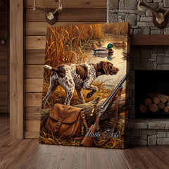 Maxcorners Hunting Dogs In Marsh Watching Ducks Fly Personalized Name Canvas