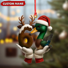 Maxcorners Personalized Trend 67 Duck Christmas Ornament, Custom Name Six Seven Reindeer 6 and Duck Design, Funny Meme Holiday Tree Decoration