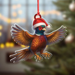 Maxcorners Christmas Pheasant Acrylic Christmas Ornament - Funny Hunting Bird Decor Gift for Hunters & Outdoor Lovers LM0411