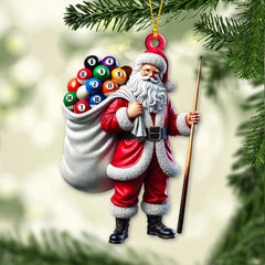 Maxcorners Custom Name Billiard Santa Ornament, Billiard Lover Christmas Gift 2D Flat LM2111