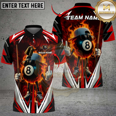 Maxcorners Billiards Flaming 8-Ball Cool Style Multicolor Customized Name, Team Name 3D Shirt