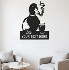 Maxcorners Personalized Funny Duck Metal Sign WITH LED/WITHOUT LED – Unique Hunting Lodge Wall Decor, Gift for Hunters LM0110