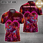 Maxcorners Bowling Champion Neon Style Multicolor Personalized Name, Team Name Shirt (4 Colors)