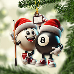 Maxcorners Custom Name Billiard Couple Ornament, Billiard Lover Christmas Gift 2D Flat LM2111