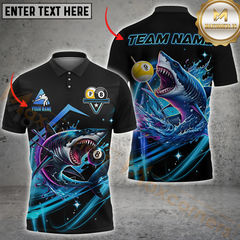 Maxcorners Billiard 8-Ball & 9-Ball Shark Attack 8 Ball Ocean Wave Customized Name, Team Name 3D Unisex Shirt