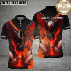 Maxcorners Bowling Shirt American Bald Eagle Bowling Ball Multioptions Personalized Name, Team Name Unisex 3D Shirt (4 Colors)