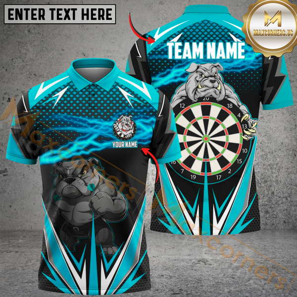 Maxcorners Darts Bulldog Multicolor Customized Name, Team Name 3D Shirts
