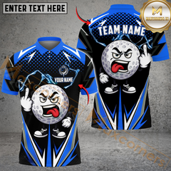 Maxcorners Funny Angry Golf Ball Polo Shirt, Customized Name & Team Name 3D Shirts (4 Colors)