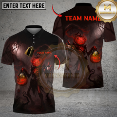 Maxcorners Billiards Ball 8 Halloween Pumpkin Head Hollow Night Personalized Name, Team Name Unisex Shirt (4 Colors)