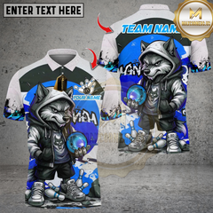 Maxcorners Cool StreetStyle Wolf With Bowling Multicolor Customized Name, Team Name 3D Shirts