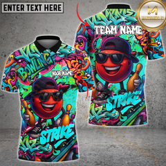 Maxcorners Graffiti Bowling Strike Multicolor Personalized 3D Shirt, Cool Ball with Shades & Street Art Shirts
