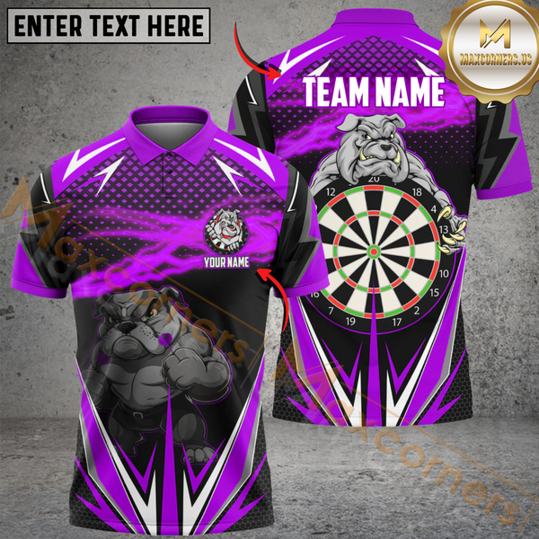 Maxcorners Darts Bulldog Multicolor Customized Name, Team Name 3D Shirts