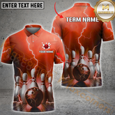 Maxcorners Lightning Strike Bowling Jersey Multicolor Option Personalized Name, Team Name 3D Polo Shirt