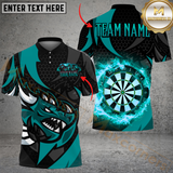 Maxcorners Darts Fire Dragon Multicolor Option Customized Name, Team Name 3D Polo Shirt