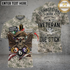 Maxcorners Billiard Ultimate Strike – Veteran Shark Shooter Camo Multicolor Customized Name, Team Name 3D Shirt