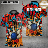 Maxcorners Bowling And Pins Oldschool Graffiti Customized Name, Team Name 3D Shirt (4 Colors)