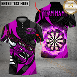 Maxcorners Darts Fire Dragon Multicolor Option Customized Name, Team Name 3D Polo Shirt
