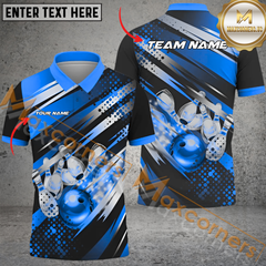 Maxcorners Ball And Pins Classic Bowling Jersey Multicolor Option Customized Name, Team Name 3D Polo Shirt