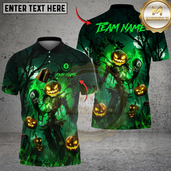 Maxcorners Billiards Ball 8 Halloween Pumpkin Head Haunt Night Personalized Name, Team Name Unisex Shirt (4 Colors)