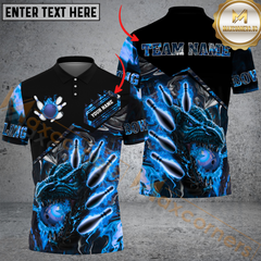 Maxcorners Fiery Dragon Bowling Jersey Multicolor Option Customized Name, Team Name 3D Polo Shirt
