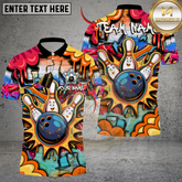 Maxcorners Street Graffiti Bowling Polo Custom Name Team Strike Shirt