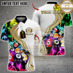 Maxcorners Billiard Smoke Golen Multicolor Customized Name, Team Name 3D Shirt