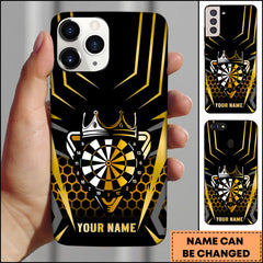 Maxcorners Darts Gold Crown Dartboard Hexagon Pattern Personalized Name Phone Case