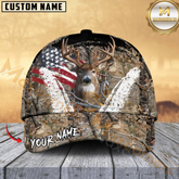 Maxcorners Deer American Flag Scratch Camo Multicolor Options Personalized Name 3D Cap